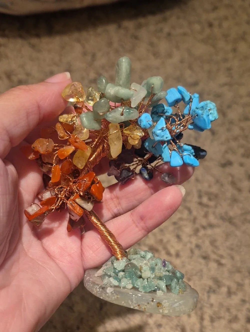 Handmade Rainbow Chakra Tree Amethyst Lapis Lazuli Citrine Jasper Aventurine